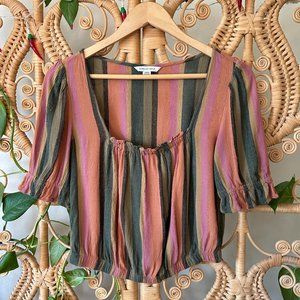 American Eagle Outfitters Retro Stripe Square Neck Crop Top Small